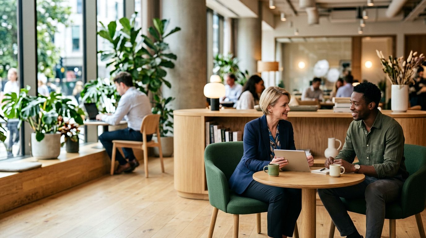 A candidate and adviser having a focused career conversation